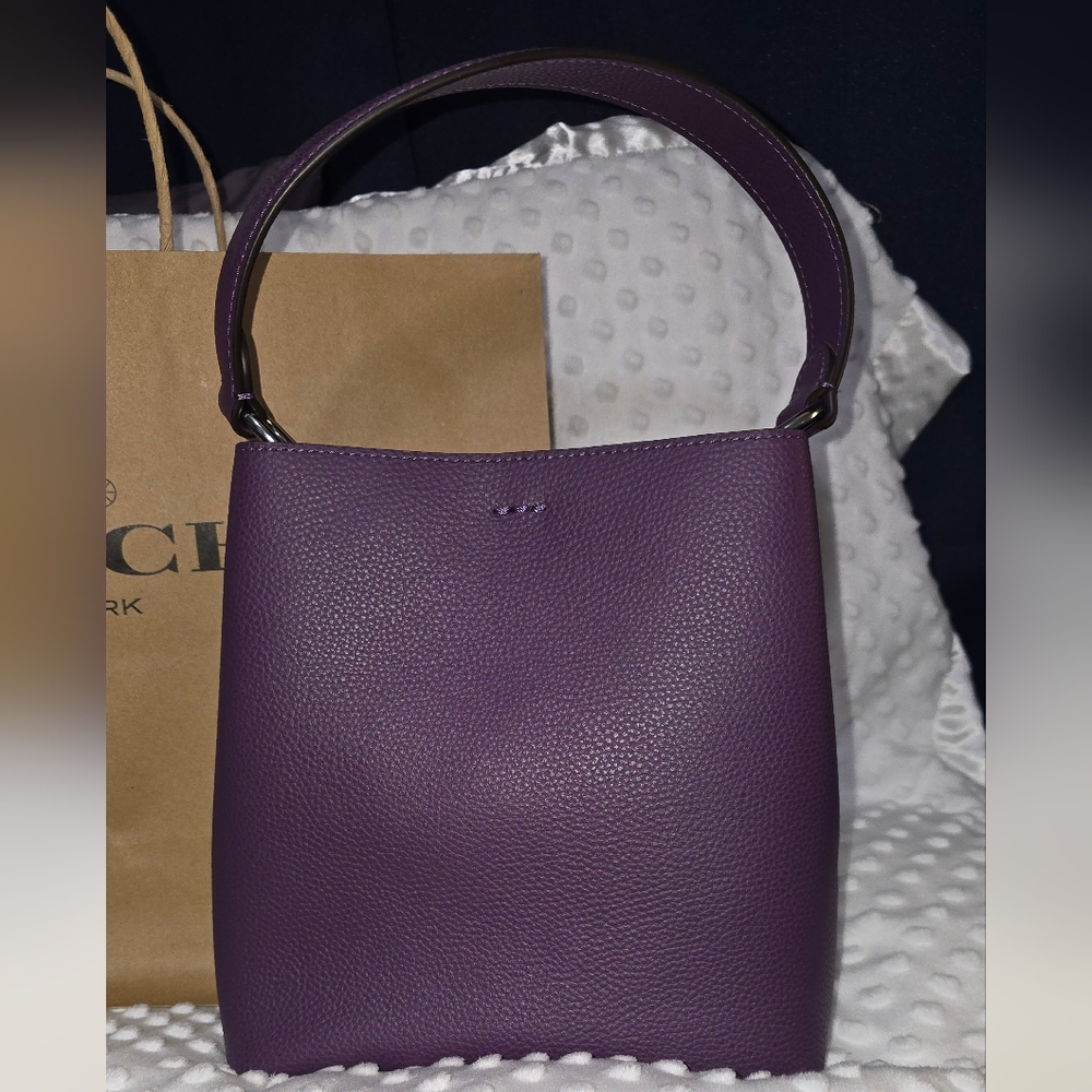 Coach Purple Leather Crossbody Bucket Bag - NWT - Picture 2 of 10